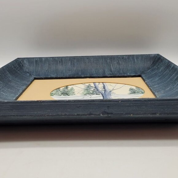 Signed Art Hand Painted Winter Scene Bird Lover Wood Frame Trees Farm Decor Snow - Picture 8 of 10